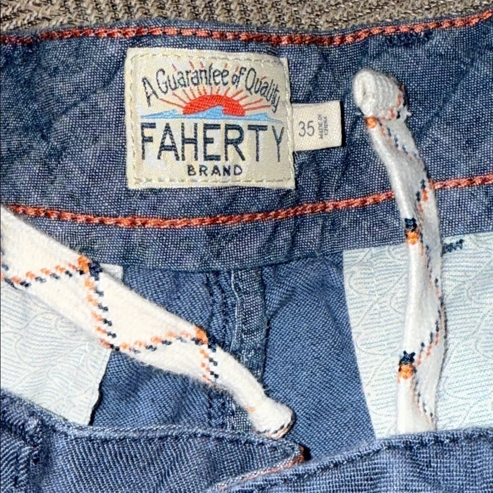 Faherty Men’s Tradewinds Linen/ Organic Cotton Blend Shorts SZ 35